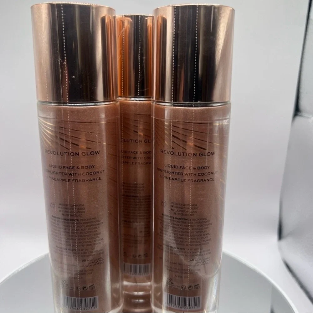 NWT Revolution Molten Body Glow Face & Body Liquid Illuminator 3pk - Rose Gold